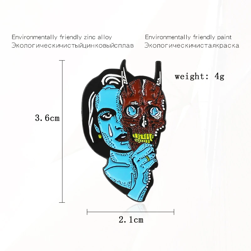 Enamel Brooch Sad witch Ghost Gothic Denim Jean shirt bag Cartoon Jewelry Gift Horror Blue Alien Devil Mask Pin Brooch for Women