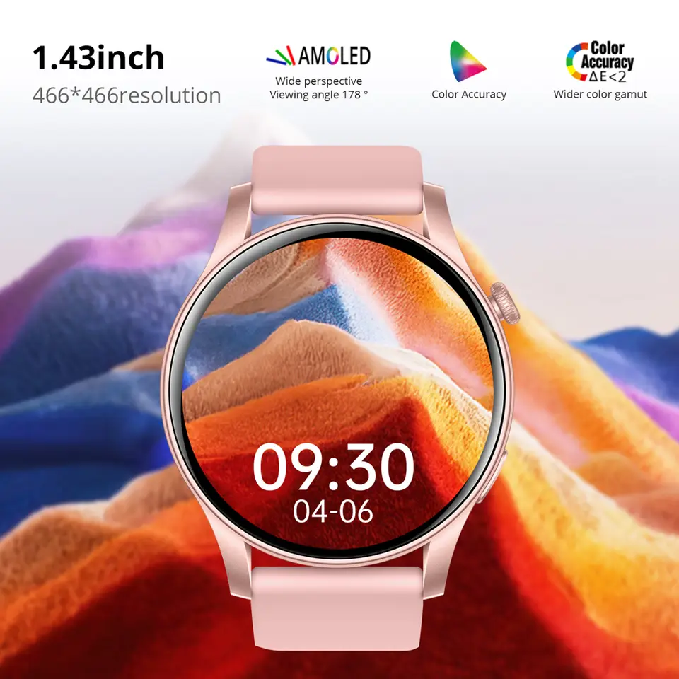 ساعة كولمي V73 الذكية الجديدة 2024 بشاشة AMOLED ومكالمات بلوتوث وتتبع الصحة واللياقة للرجال والنساء - 2