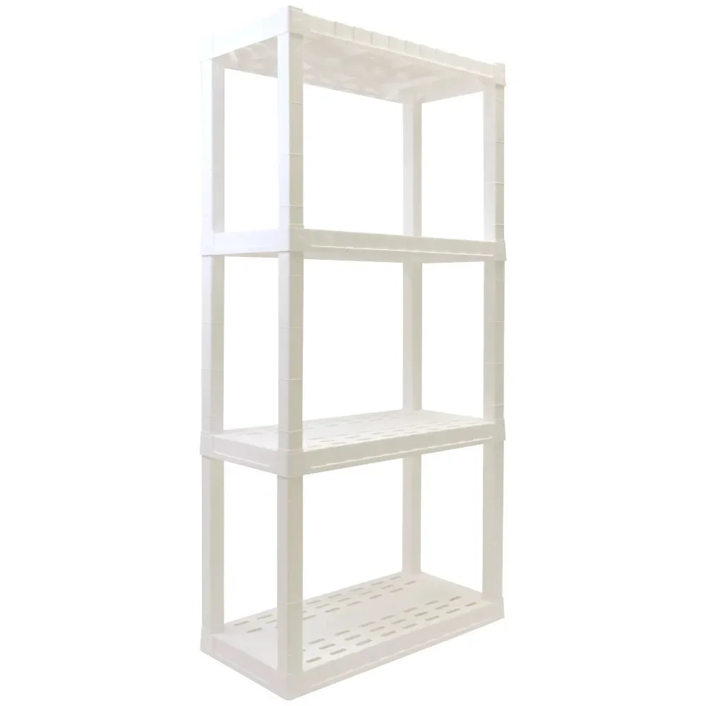 Hyper Tough 4-Tier Shelving Unit, W30 x D14 x H57" Multipurpose Home Storage Plastic Shelf Organizer, White