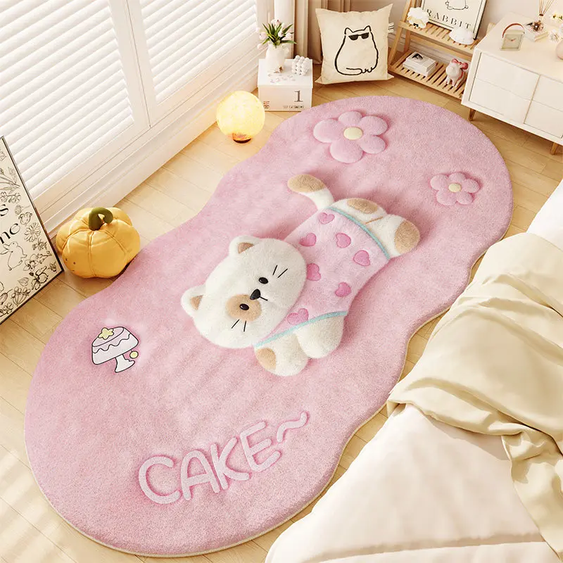 Girly Style Carpets for Living Room Cute Animals Bedroom Decor Carpet Fluffy Soft Irregular Bedside Rug Home Plush Floor Mat