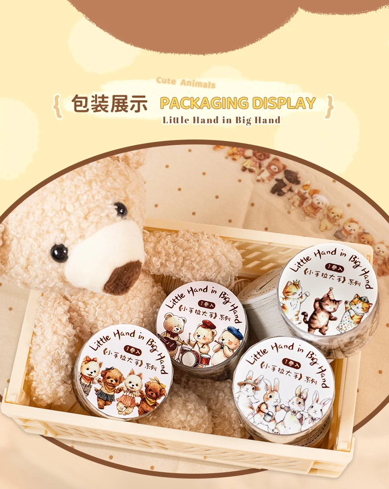 Journal GO 3cmx2m Cute Animals Tape Stickers for Collage Junk Journal Landscape Materials Journal Mobile Phone Laptop diy Decals