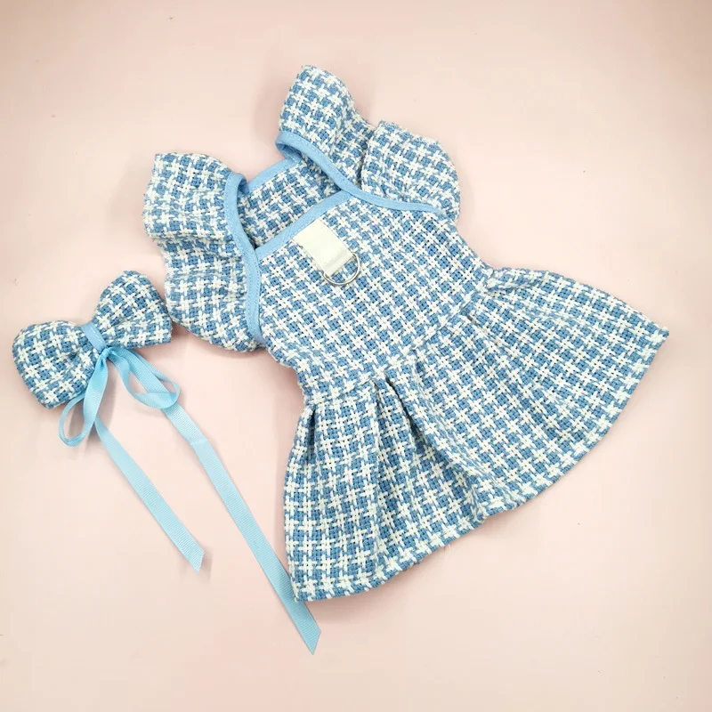 Pet Woolen Dress Bow Skirt Flower Dog Cat Clothing Cute Plaid Skirt Pet Supplies Dog Dresses for Small Dogs  Puppy Clothes Skirt