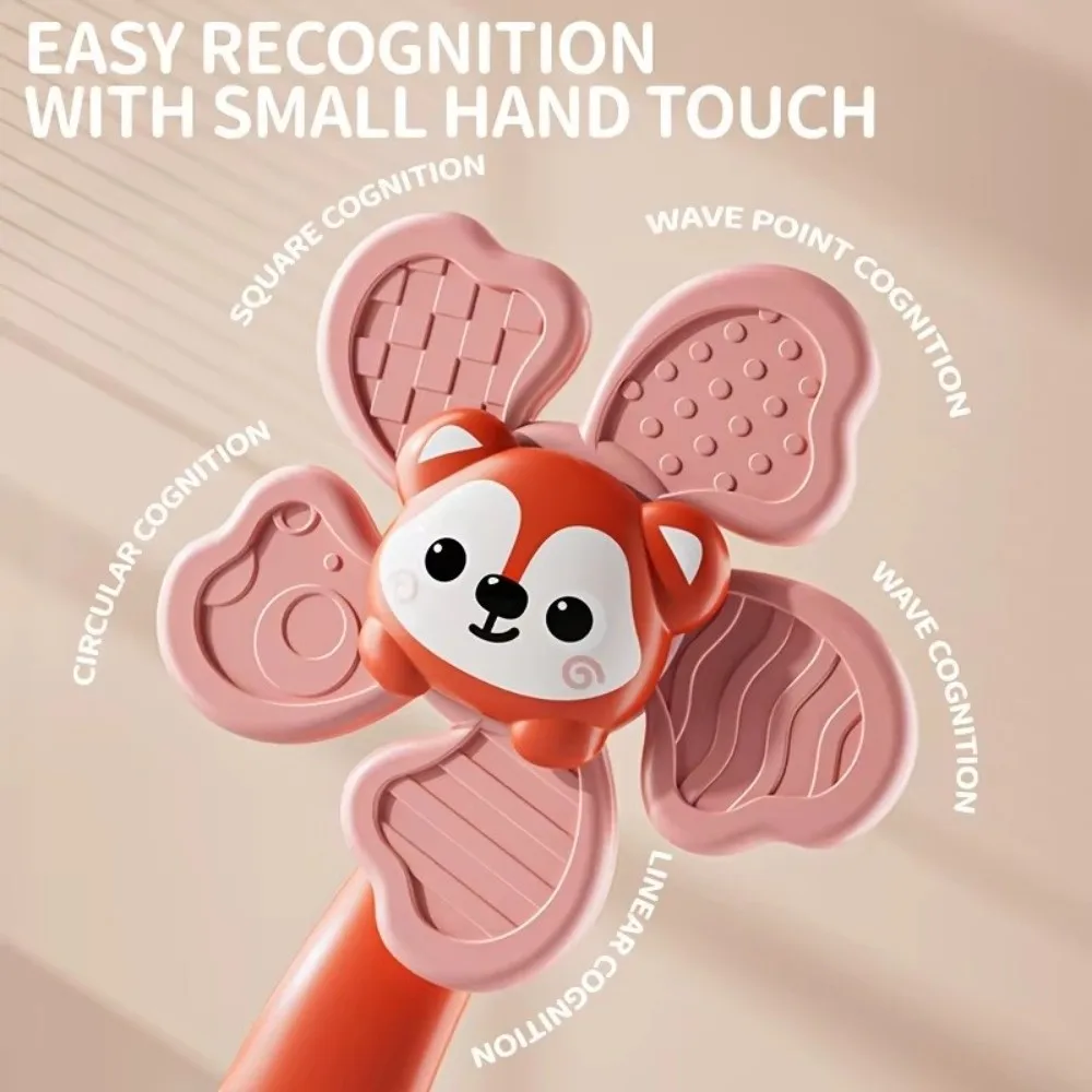 Educational Animal Shapes Suction Cup Spinner Cartoon Rattles ABS Rotating Calming Windmill