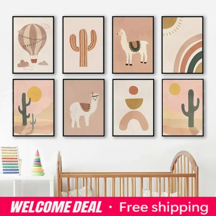 Pintura de Diamantes 2026: Llamas, Arcoíris, Sol, Cactus, Arte Abstracto de Paisajes para Cuadros Boho de Guardería, Pósters y Cuadros de Pared para Niños
