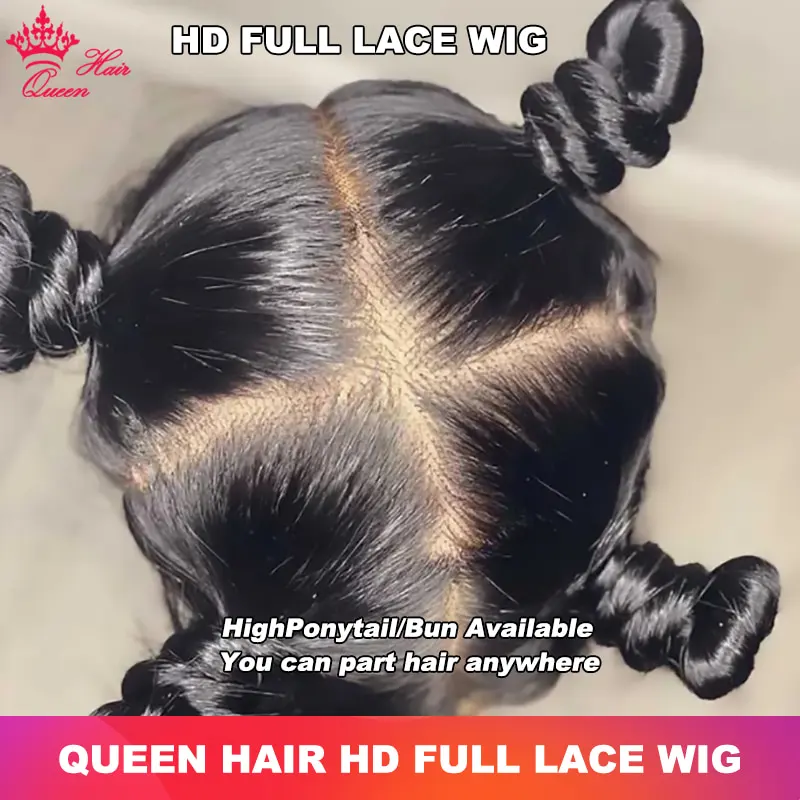 

Queen Hair HD Full Lace Wig Body Wave / Straight Raw Human Hair Comfortable and Breathable High Ponytail Available Natural Look