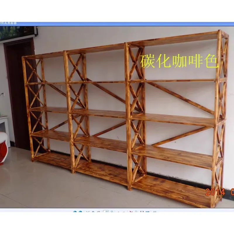 

Bookshelf Floor to wall Storage rack Household shelf Multi-layer simple bookcase Bedroom solid wood shelf Living room shelf