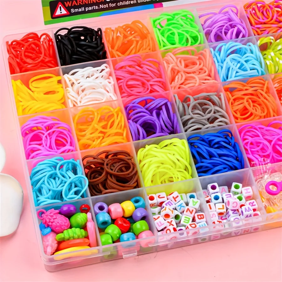4200pcs DIY Beading Kit Colorful Rubber Band Accessories for Making Bracelets, Bangles, and Other Crafts