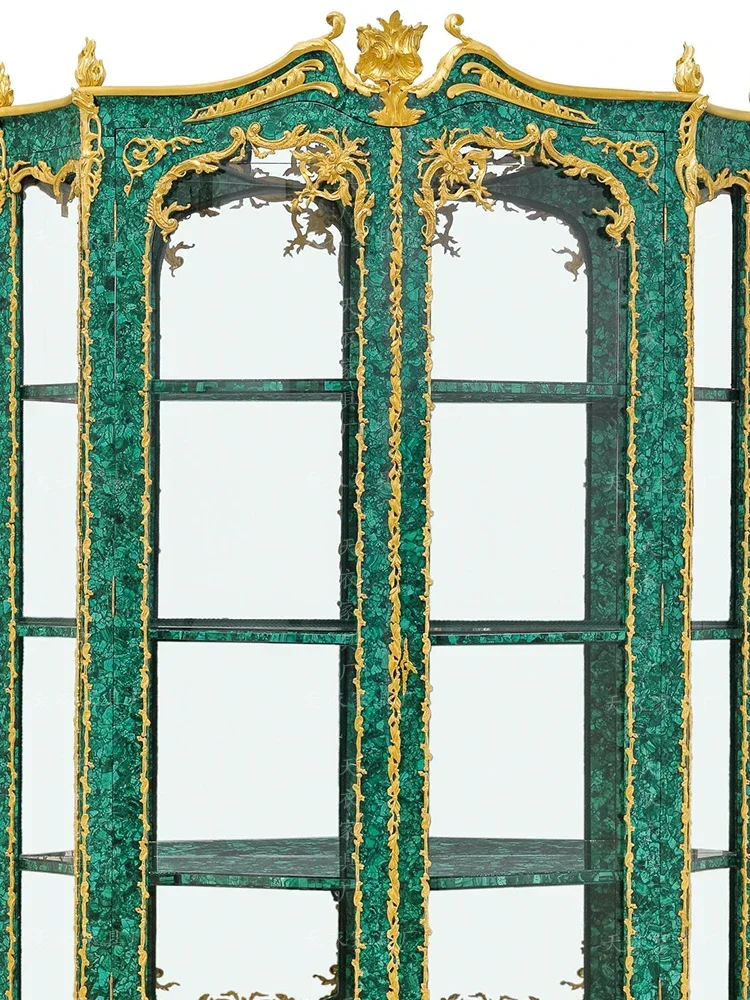 Malachite luxury palace wine cabinet Display cabinet European living room malachite green high-end custom wine cabinet