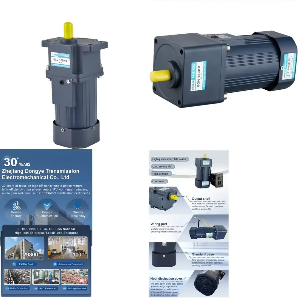 for Gearbox 6IK200GU-CF+6GU10K 100MM 180W 220V 4P 1350 1650rpm Variable Speed Industrial AC Micro Gear Motor with Controller