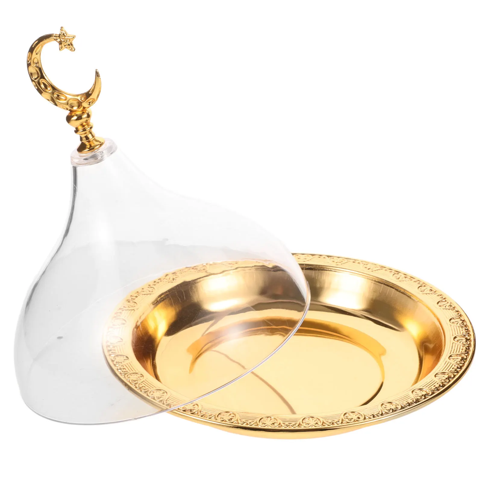 

1 Set Zinc Alloy Stand With Acrylic Cover Multi-Function Dessert Plate For Wedding Party Birthday Kitchen Serving Tray Household