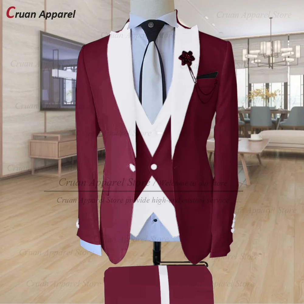 Sky Blue Suit Men Slim Fit Fashion Designs Blazer Vest Pants Set Tailor-made Luxury Business Prom Wedding Stage Tuxedos for Men