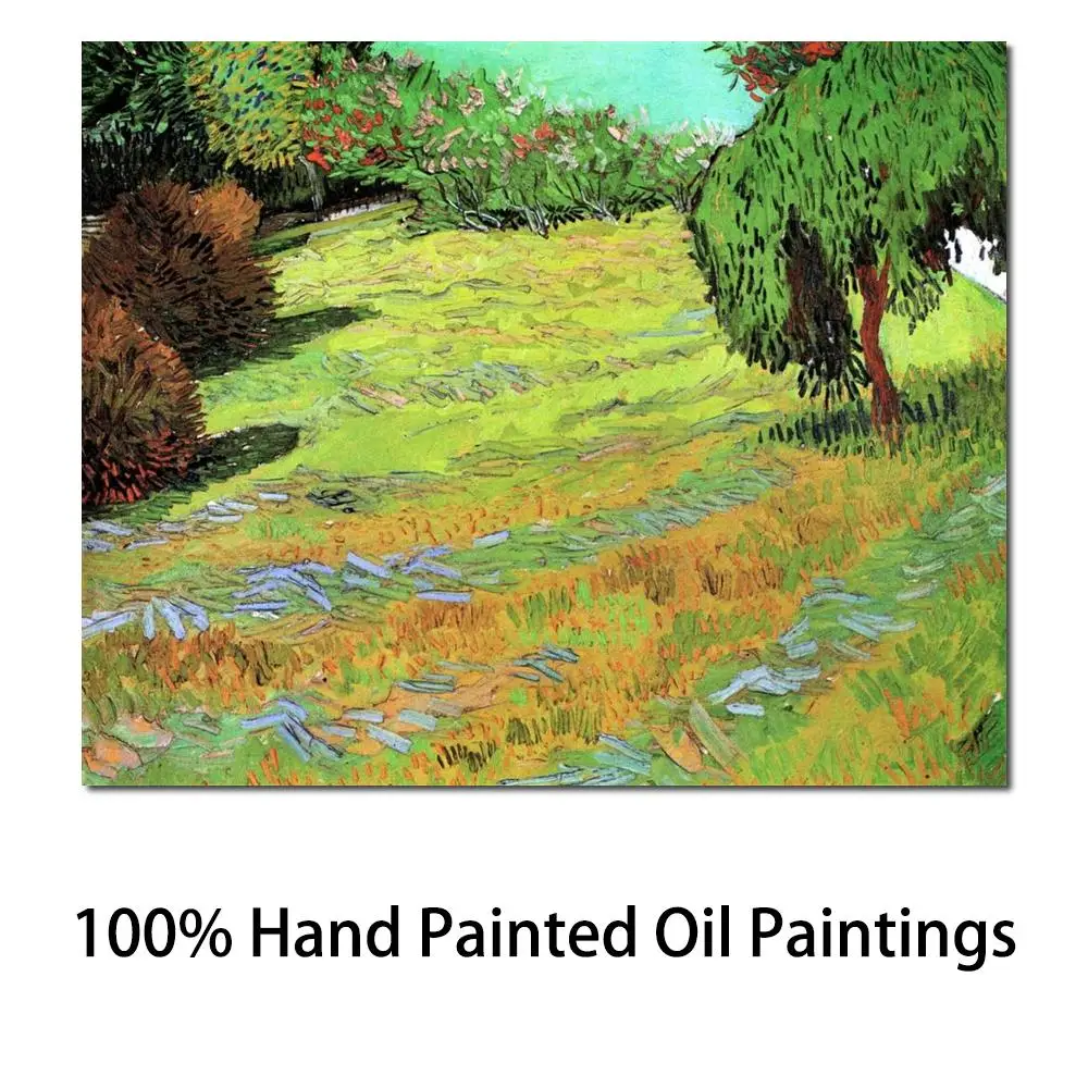 

Landscape Canvas Wall Art Hotel Room Decor Sunny Lawn in Park Handmade Vincent Van Gogh Painting Reproduction Colorful Artwork