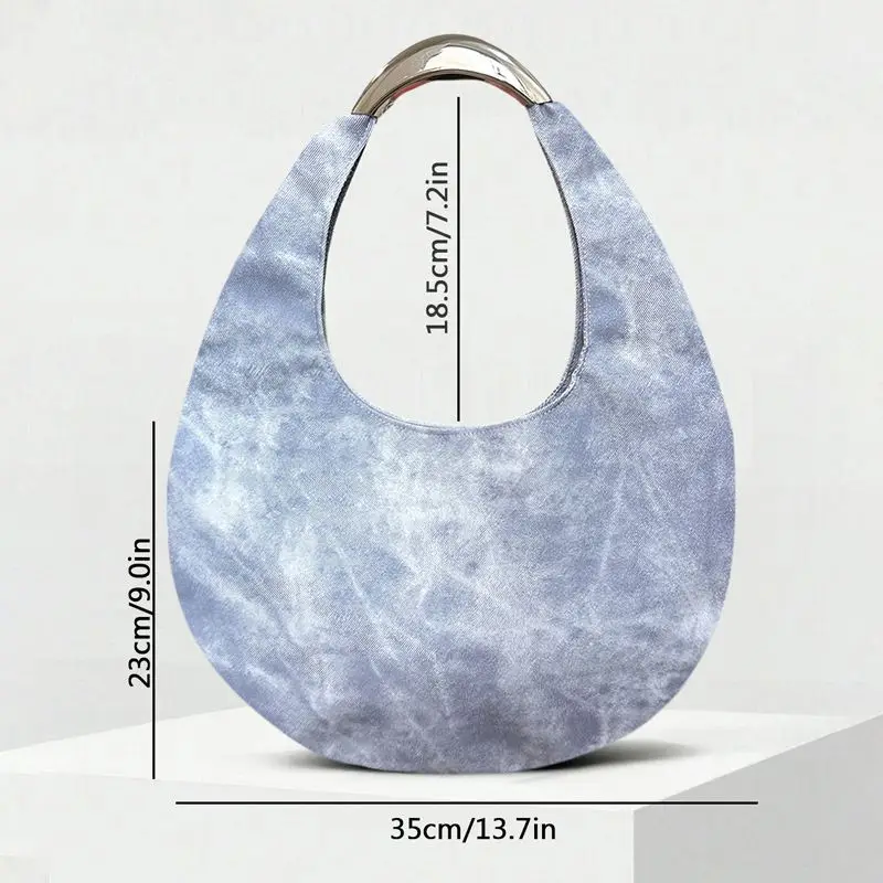 Tas Selempang Rajut Desain Retro Denim Musim Gugur dan Musim Dingin 2025, Tas Bahu Fashion, Tas Crescent Portabel, Tas Bucket