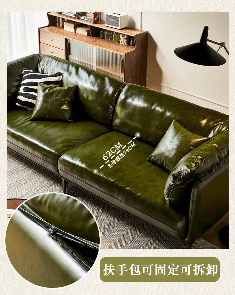 Factory Direct 2026 Top RatedMuhuaisi Retro Oil Wax Cowhide Sofa Italian Light Luxury and Simple Head Layer Cowhide Small Unit L