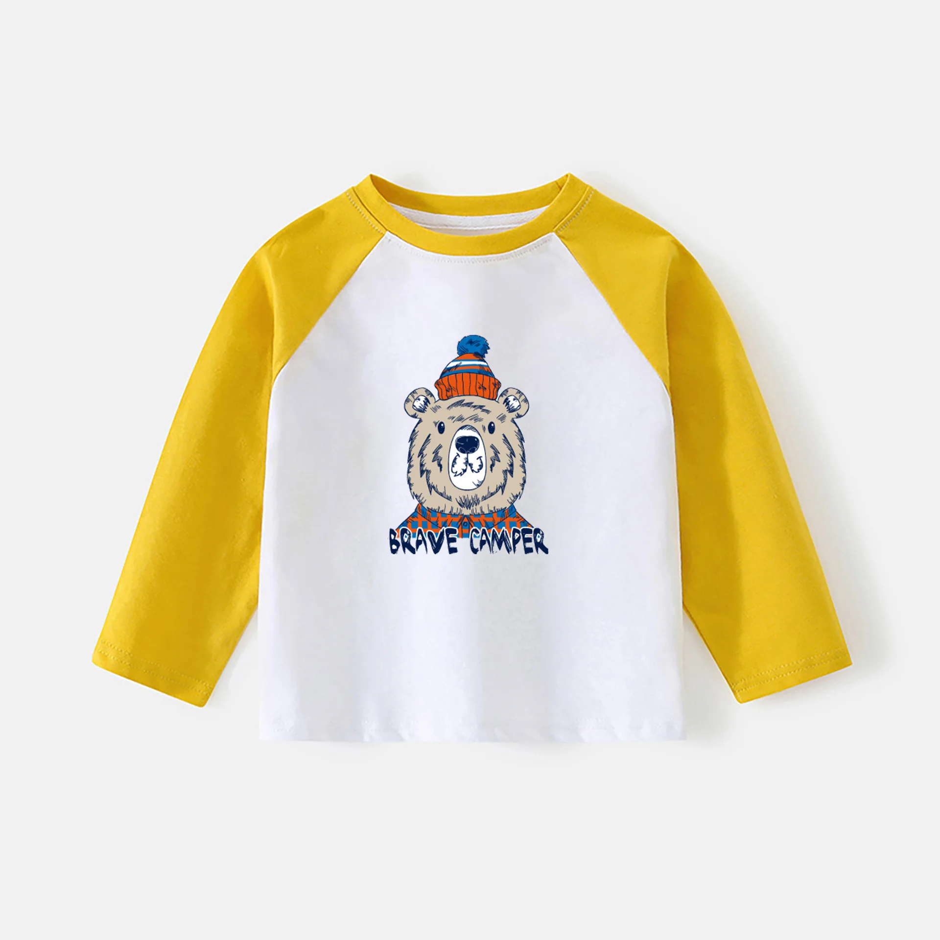 Boys' Long sleeved T-shirt Spring/Autumn Western Children's Clothing Top Water Printed Little Girls' Pure Cotton Bottom Shirt