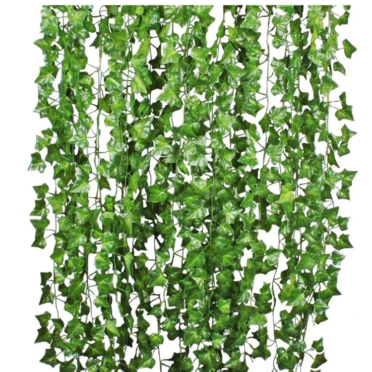 2,3 m Seidenblätter, gefälschte Creeper, grünes Blatt, Efeu-Rebe, 2 m, LED-Lichterkette für Zuhause, Hochzeit, Party, Hängegirlande, künstliche Blume – Detail 1