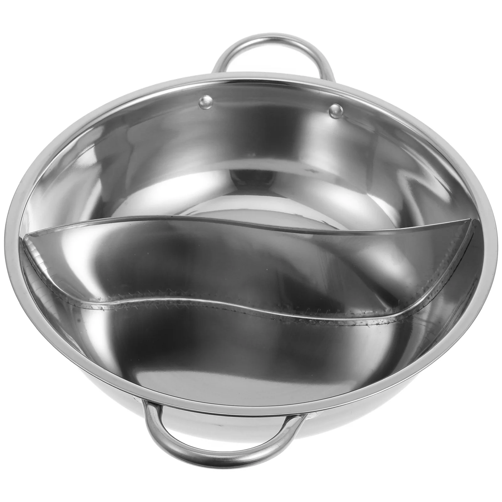 

Stainless Steel Mandarin Duck Pot Cooking Hotpot Divided Cooker Two-flavor Noodle Pan with Divider Kitchen Practical