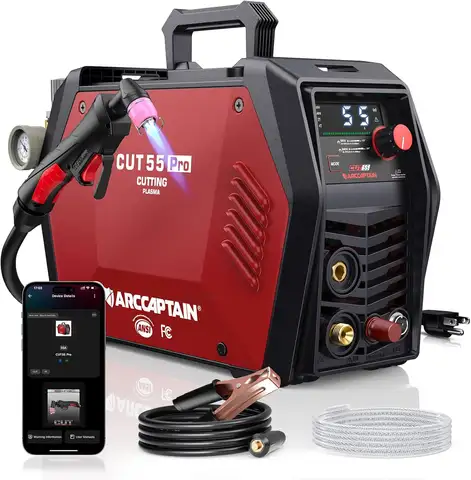 ARCCAPTAIN iControl CUT55 Pro Plasma Cutter, [APP Control] 55 Amp Non-Touch Pilot Arc 120V/240V Plasma Cutter Machine, Large LED