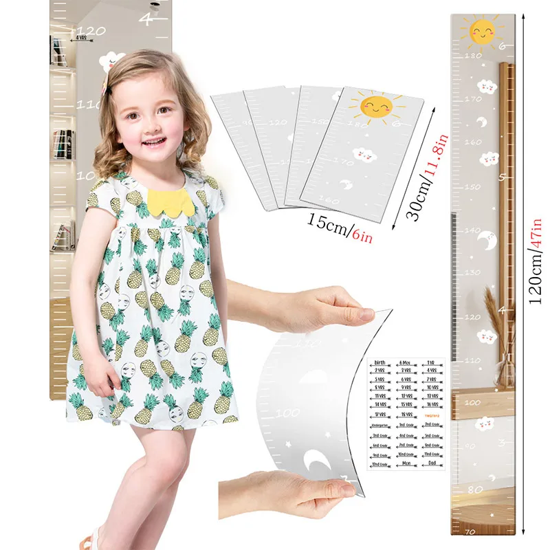 Acrylic Mirror Child Height Measurement Chart Ruler Growth Wall Firm Secure Paste Decoration With Tape Children Full Body Mirror