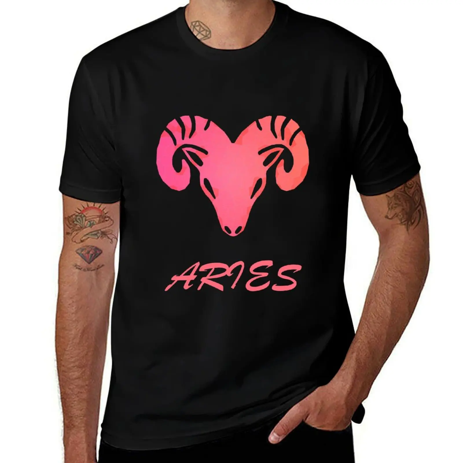 ARIES Horoscope Zodiac T-Shirt Basic Crew Neck Short Sleeve Top T-Shirt