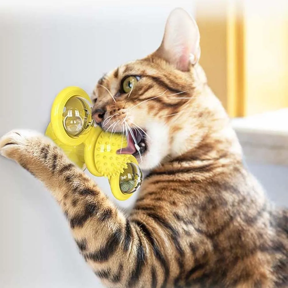 

Portable Interactive Windmill Cat Toy Kitten Puppy TPR Pet Training Toy Button Cell PC Rotatable Plaything for Cat Pet Training