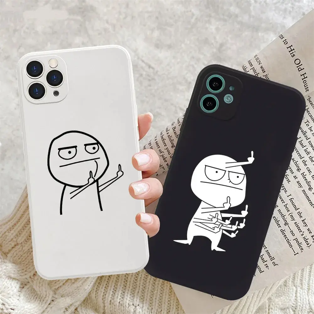 Funny Man Phone Case For iPhone16 15 11 12 13 14 Pro Max Middle Finger Cases For iPhone 14 15 Plus X XR XS Max Soft Back Cover