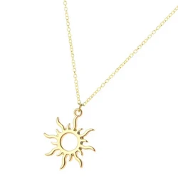 Tangled Rotating Sun Ray Shaped Pendant Necklace Stainless Steel Spinning Spiral Swivel Sunlight Sunshine Wheel Charm Choker