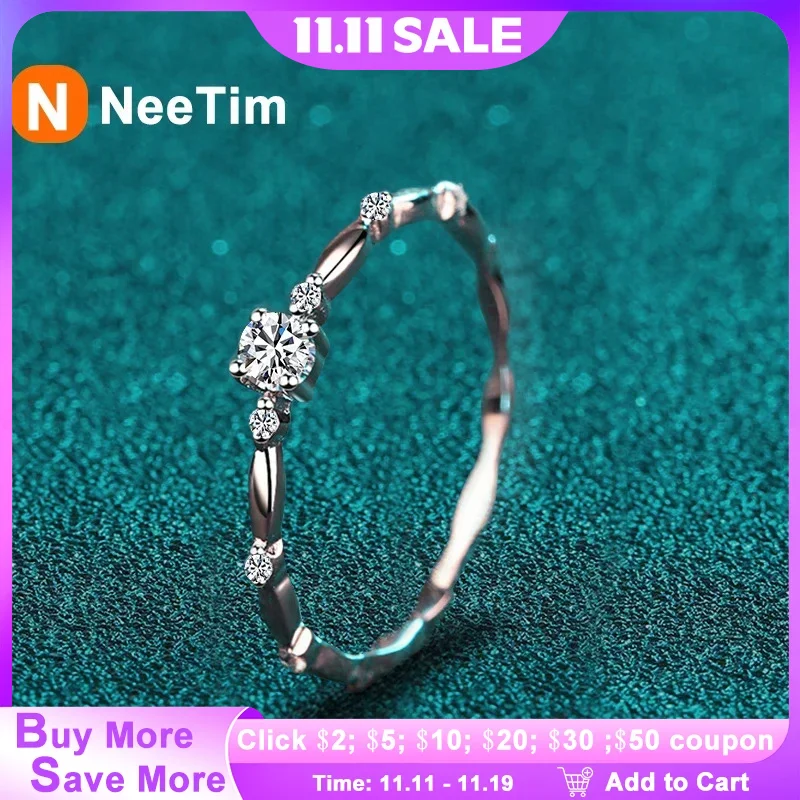 

NeeTim D Color VVS1 Moissanite Ring for Women Wedding Fine Jewely with Certificete 925 Sterling Silver Engagement Rings Gifts