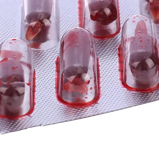 【DE】10 Uds. De pastillas de sangre falsas, cápsulas de juguete de vampiro, juguete divertido de terror, juguete de broma de Halloween