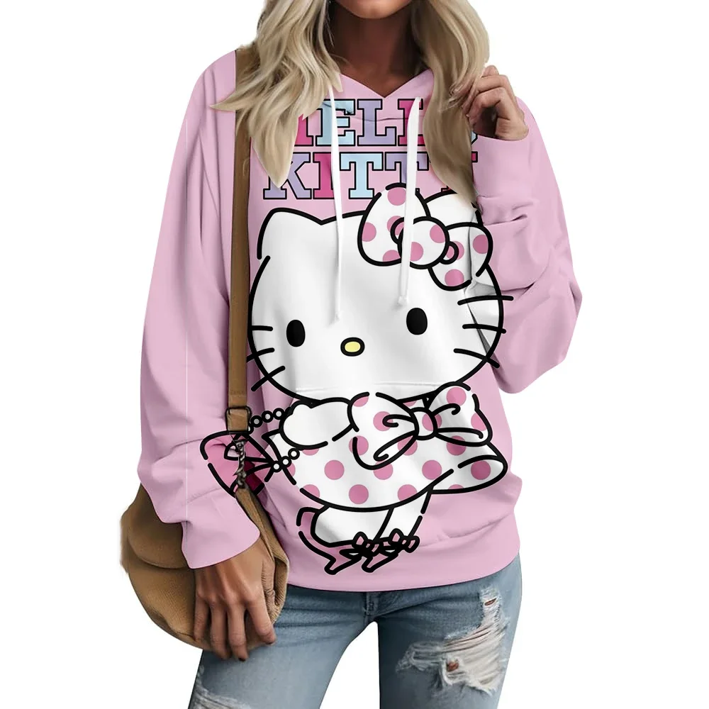 women Hoodies Hip Hop Street Style Casual Printed Hoodie Loose New Sweatshirts Spring Autumn Hello Kitty Cute print Clothing