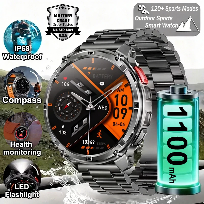 2026 New Military Stratos 4 Ultra Smart Watch Men 1100mAh Battery Compass GPS Track IP68 Waterproof Outdoor Sports Smartwatches