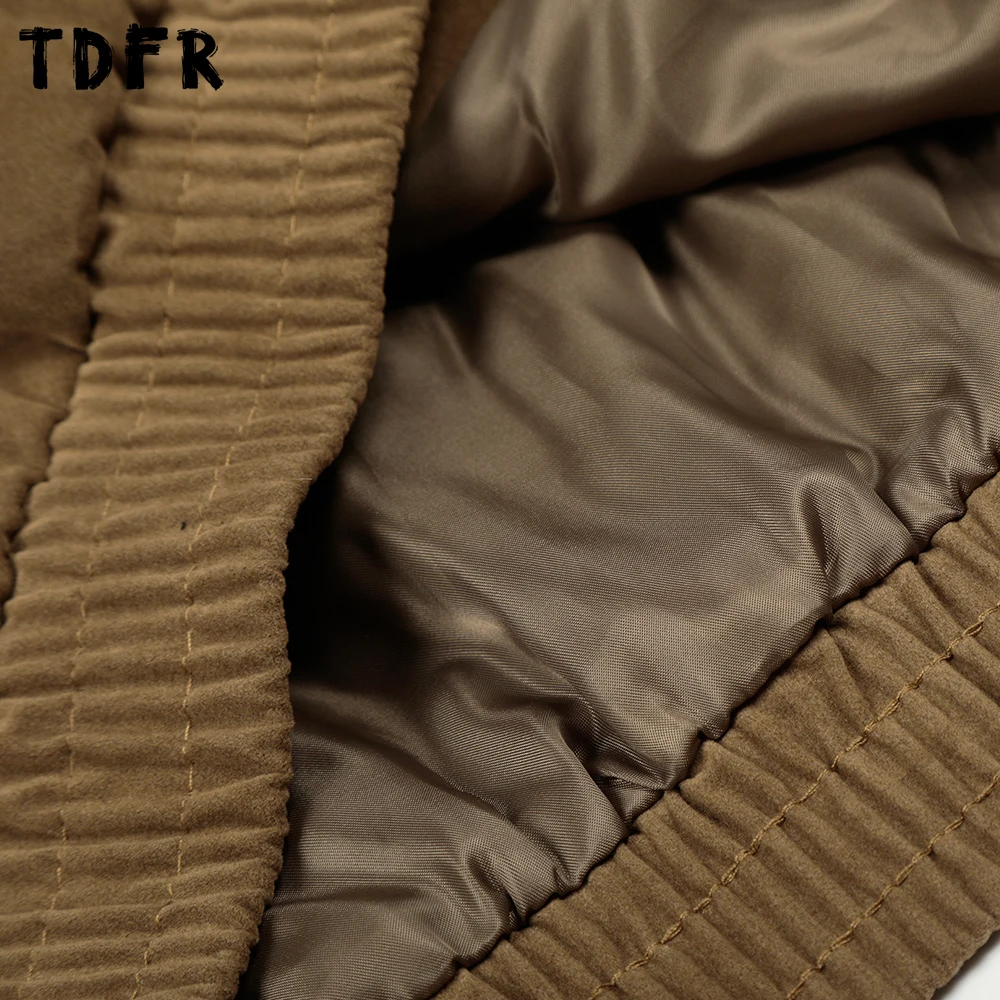 الرجعية جيب البضائع سترة رجالي بلون تقسم الخريف الشتاء التلبيب فضفاضة طويلة الأكمام ملابس خارجية رجل #5