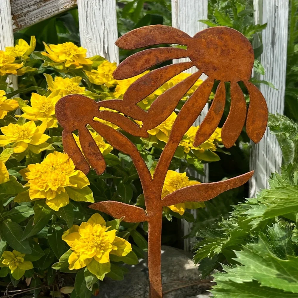 

Rustic Metal Coneflower Garden Stake - Perfect for Outdoor Decor, Birthday, Father's Day & Thanksgiving Gifts