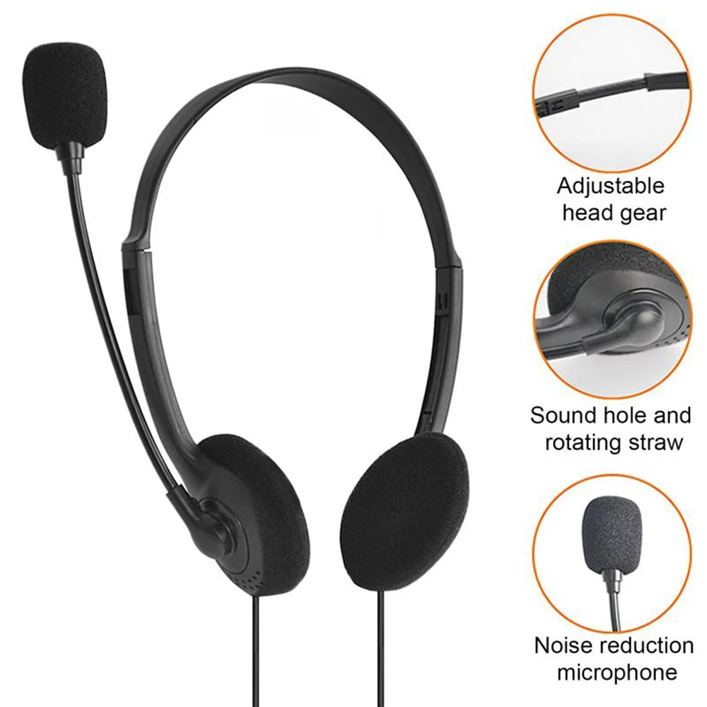 Universal USB Gaming Noise-Cancelling Microphone Wired Headset Adjustable Over-Ear Gaming Headset Compatible with Computers Etc.