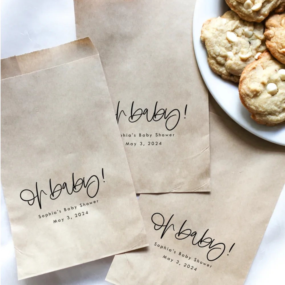 Oh Baby!, Personalized Baby Shower favor treat bag, Cookie Donut bag, Birthday Party Popcorn Engagement Bags thank you favor bag