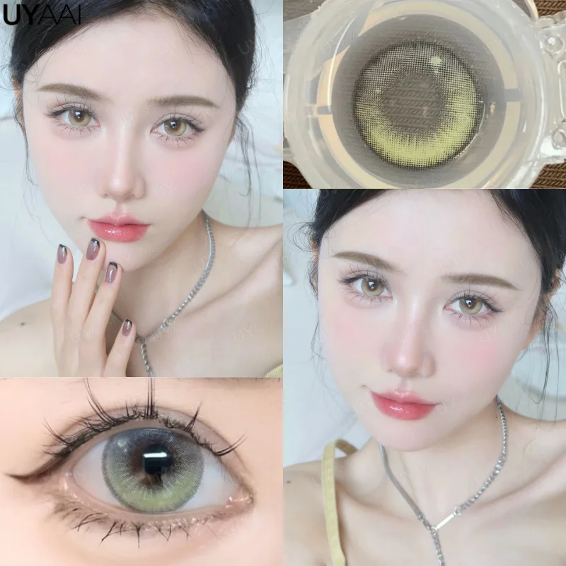 UYAAI Color Contact Lenses with Diopters Blue Graduated Colored Lenses Cosplay Color Lens Green Lenses Pink Lenses Anime Lenses