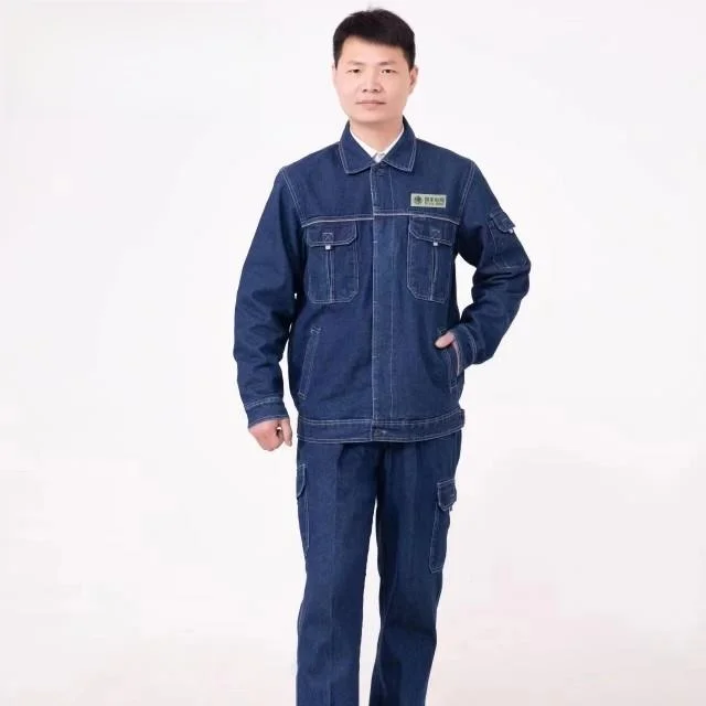 

Double Layer Cotton Denim Workwear Set for Men Spring Summer Autumn Winter ian Power id Labor Protection Clothing