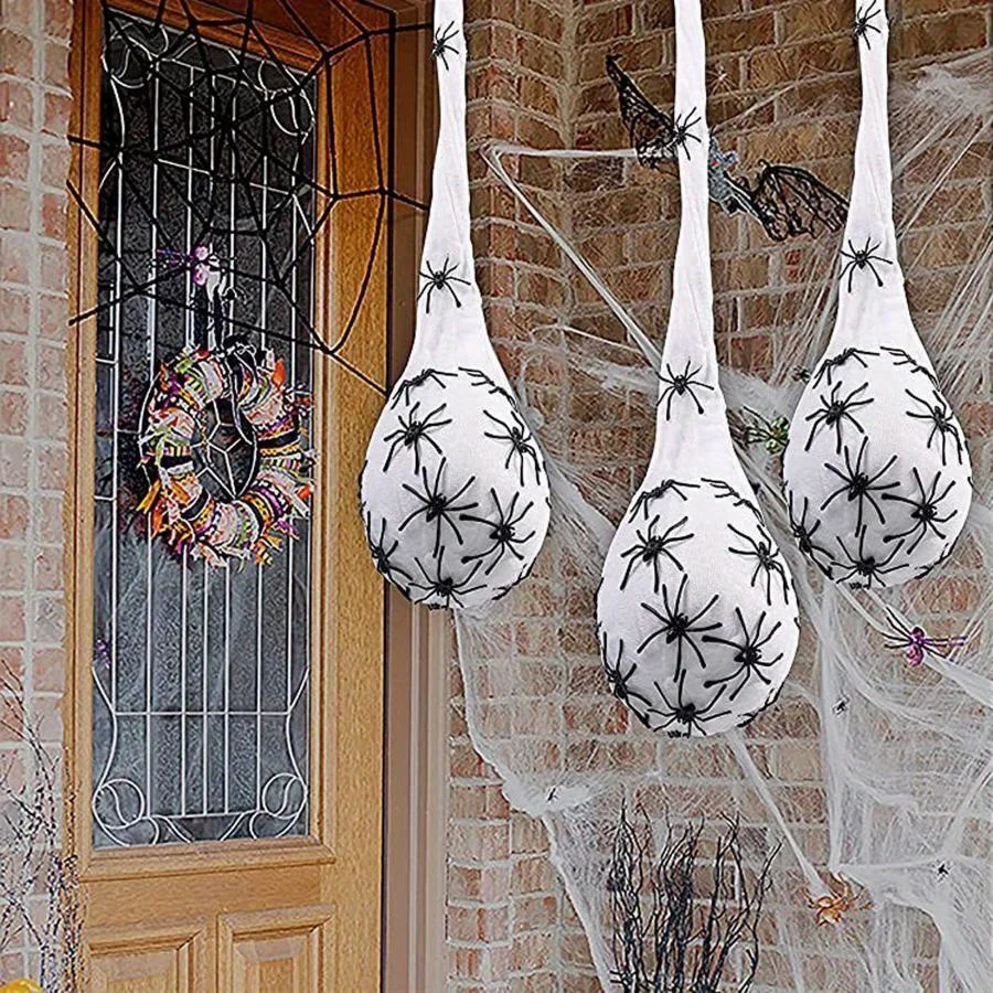 

3pcs Halloween Decoration Hanging Light Up Spider Egg Sacs Outdoor Decor Glowing Spider Web Egg Indoor Lighted Gift for Party