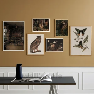 Dark Academy Night Owl Art Drucke, Mondplakate, Vintage Gothic Skull Canvas Malerei, Wandbilder, Wohnzimmerdekor, dunkelschwarze Kunst 10 Hauptverkaufszeichnungen Goticas - №10