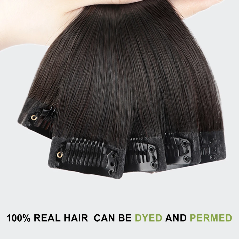 Extensiones de Cabello con Clip 100% Remy para mujer, extensiones de cabello humano liso sin costuras, suave y Natural