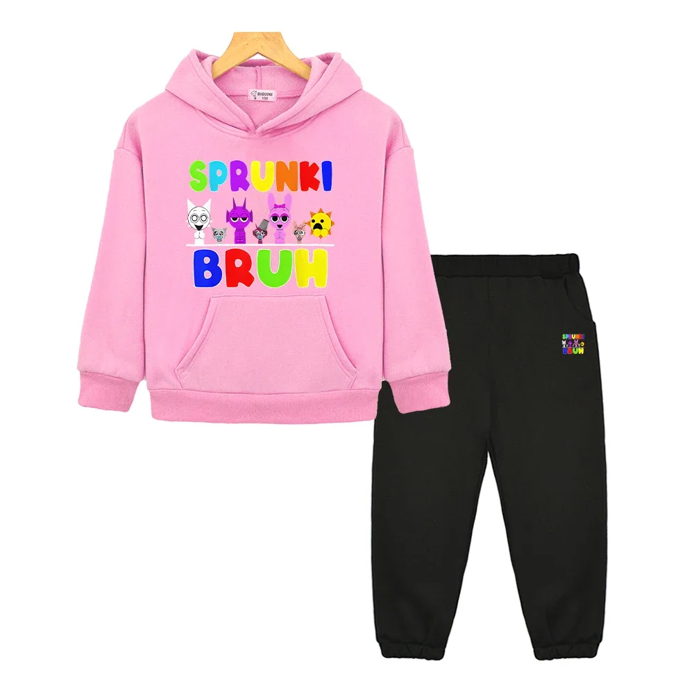 

Sprunki 2pcs pullover+Pants boys girls Sports Hooded Sets Sprunki anime hoodie Fleece sweatshirt jacket kids boutique clothes