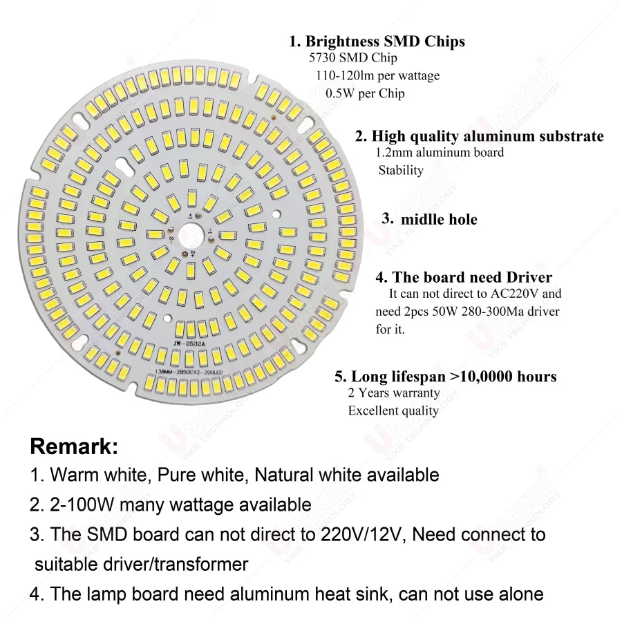 Panneau Lumineux LED SMD SMD5730 de Luminosité, Connecteur de terminologie pour Plafond, Spot Lumineux Satisfait, DIY, 10 Pièces