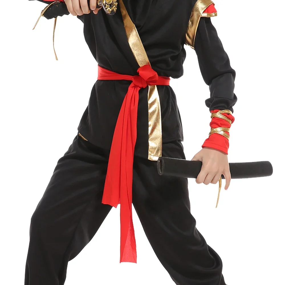 Karneval Jungen Ninja Deluxe Kostüm für Kinder mit Maske Kinder Outfit Ideen Geschenke Party Phantasie Kinder Kleid