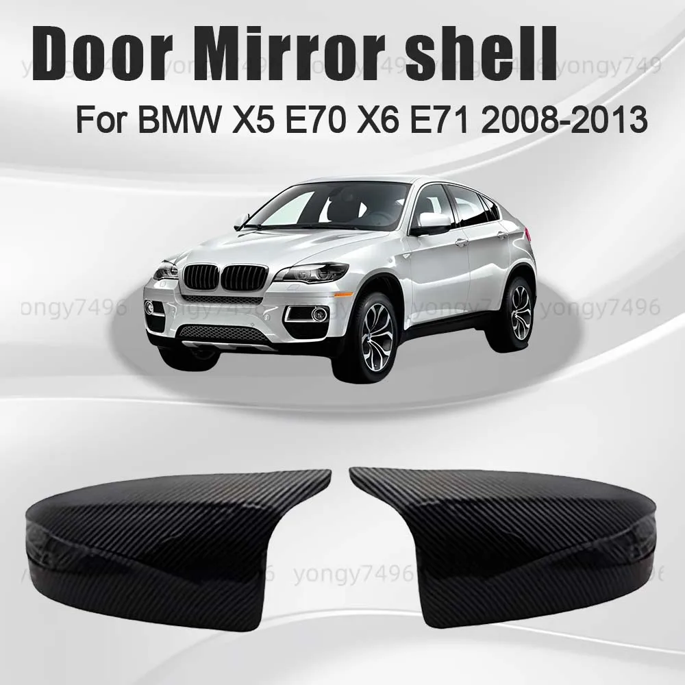 

Protective Cover Carbon Fiber Glossy Black Forging Pattern Door Mirror Shell For BMW X5 E70 X6 E71 2008 2009 2010 2011 2012 2013