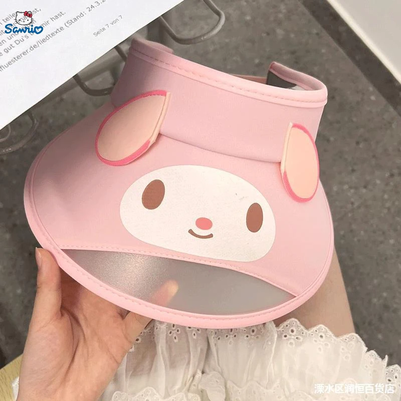 Adjustable Elasticity Kawaii Sanrio Sun Hat Cute My Melody Summer Outdoor Sports Sun Protection Anti-uv Sunshade Folding Cap Gif