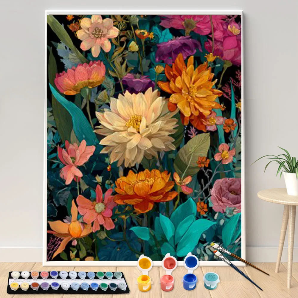 Malen nach Zahlen 40x50cm Sets Schöne Blumen Bilder nach Zahlen für Heimdekoration Handgemaltes DIY-Geschenk