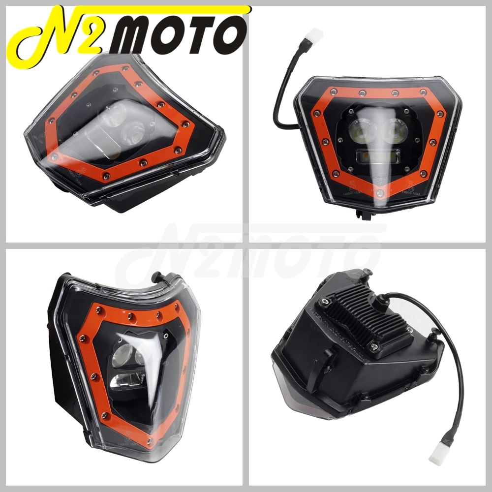 For KTM XC-W XC-F XCF-W EXC ECX-F SX SX-F SMC 690 R Enduro Universal Motorcross LED Headlight Off Road Supermoto Head Light Mask