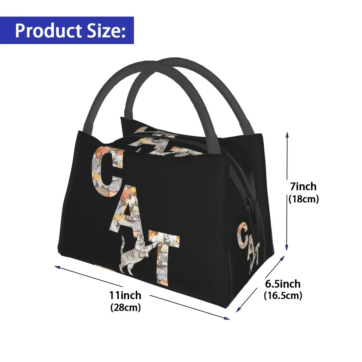 Animals Cat Lunch Bag Cute Office Lunch Box For Men Fun Graphic Thermal Tote Handbags Oxford Cooler Bag