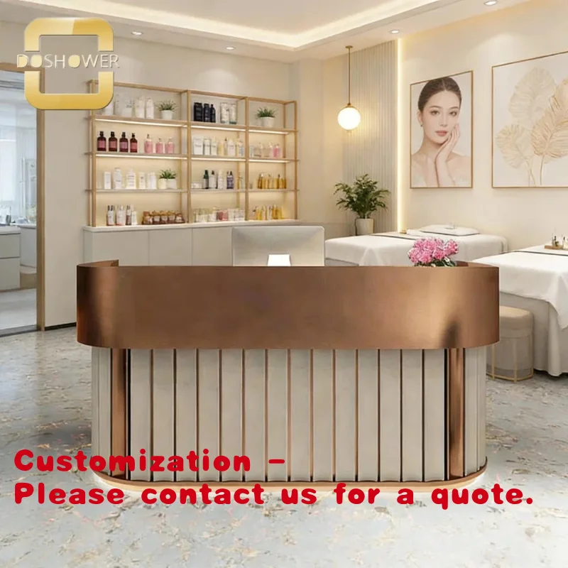 

Мебель для салонов красоты и маникюрных студий: индивидуальный дизайн, настраиваемый стол для ресепшн.