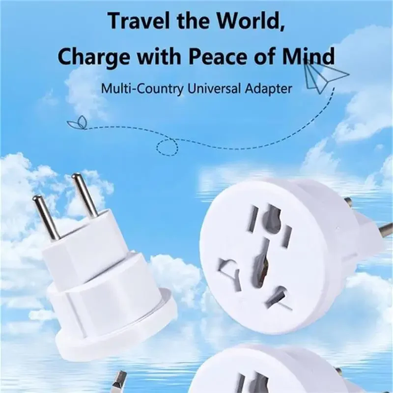 16A Plug Heavy Duty Pure Copper EU Converter Plug US UK Korea Russia Outlet Overload Safe Grounded White ABS Adapter Home Travel